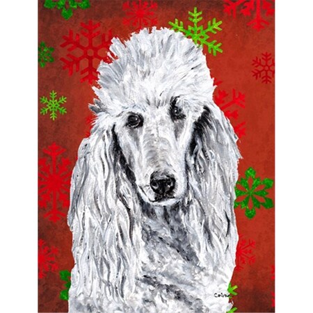 Carolines Treasures White Standard Poodle Red Snowflakes Holiday Flag Canvas House Size SC9751CHF